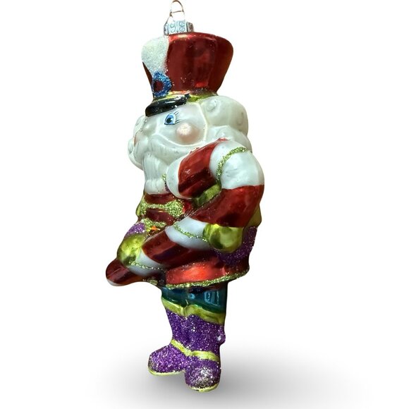 Christopher Radko Nutcracker Christmas Ornament Retro Glass Candy Cane Glitter - Picture 2 of 8